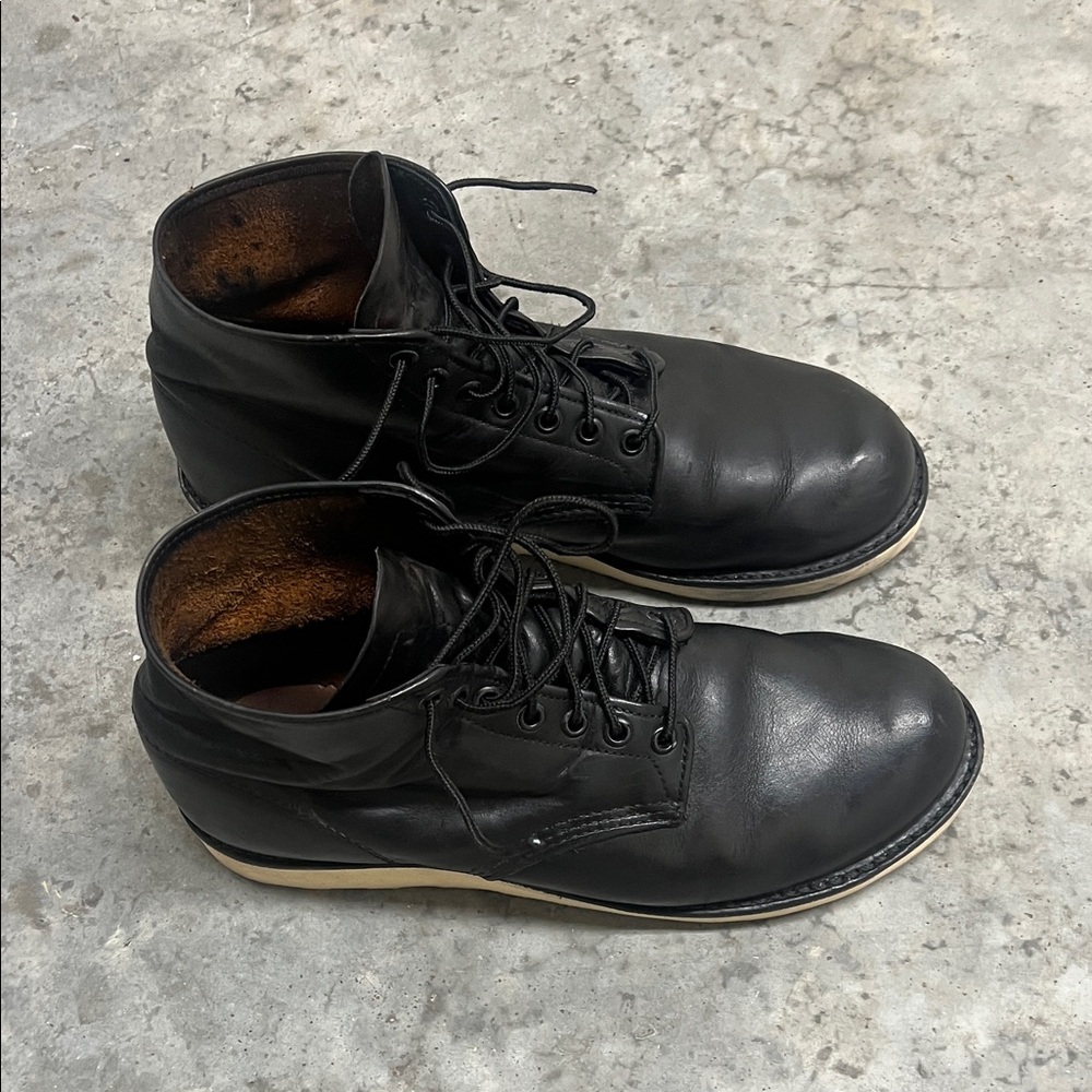 Red Wing 6” Round Toe Men’s Black Leather Boots Size 9.5 - Picture 3 of 8